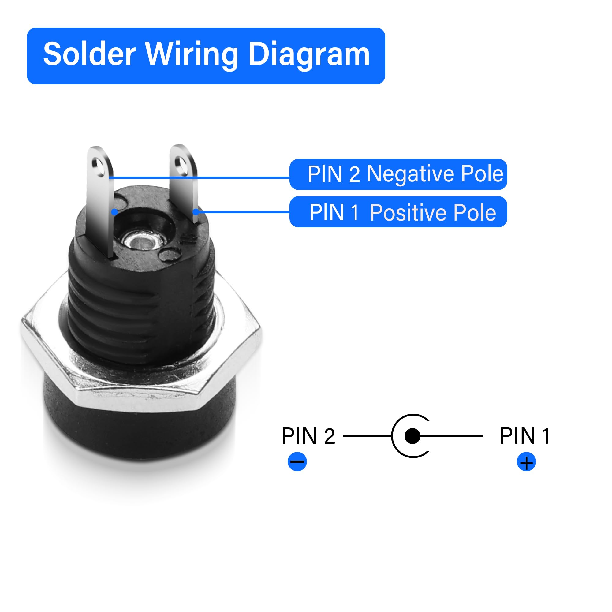 PNGKNYOCN 20cm DC Male to Female Cable, with On Off