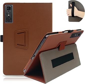 Case for REDMAGIC Nova Gaming Tablet, Full Coverage Ultra Slim PU Leather Cover Case with Folding Stand and Hand StrapCover Rugged with Auto Sleep/Wake - Brown