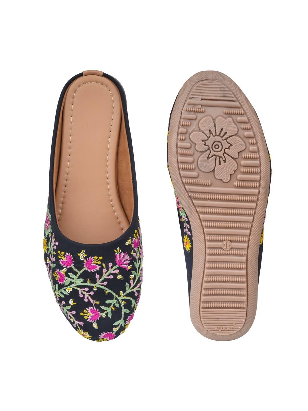 Black Embroidery Jutti | Handcrafted Traditional Ethnic Footwear for Men & Women | Stylish & Comfortable Party Mojari-image-19