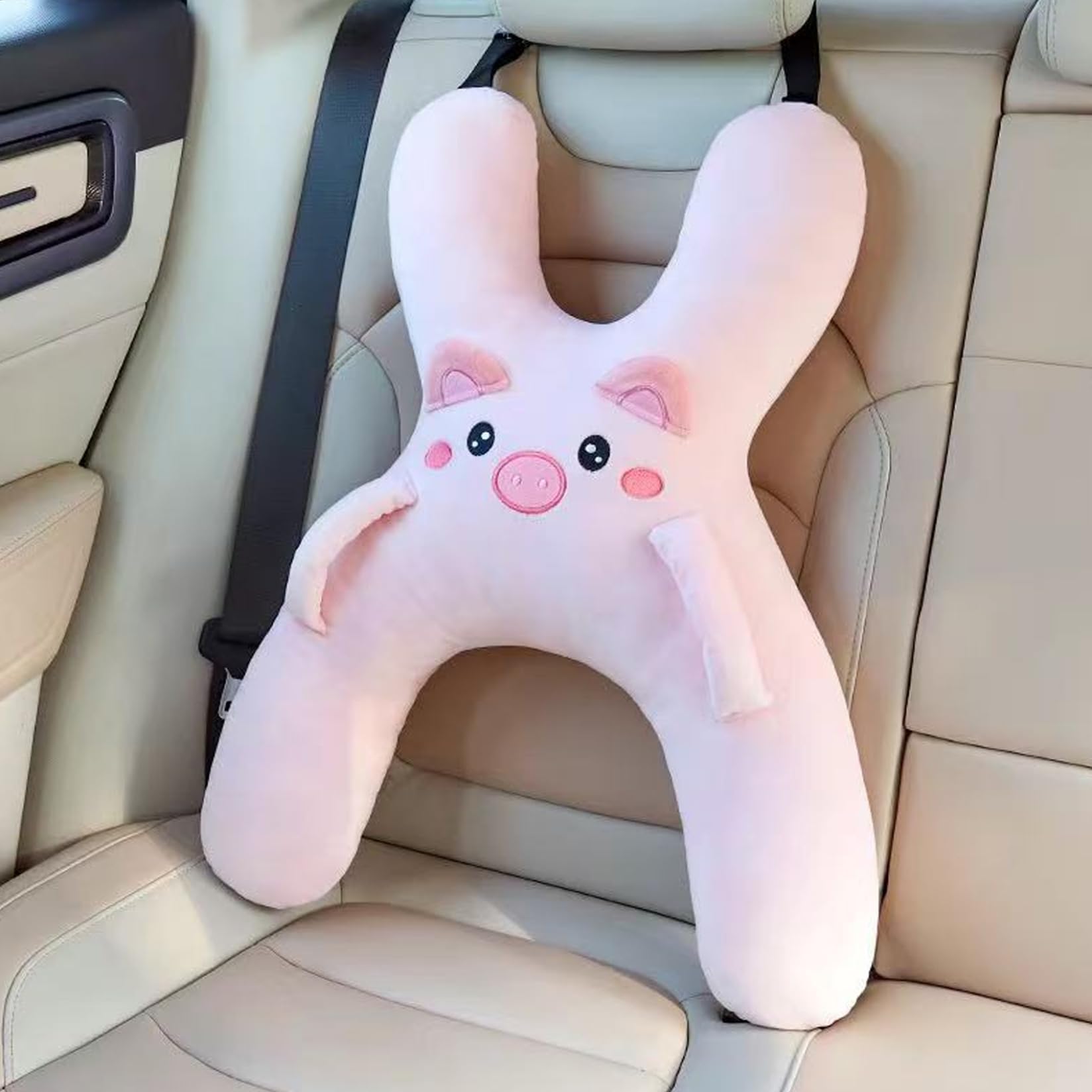 Oreiller de Voiture pour Enfants en Forme de H, Support tête réglable, Oreiller Voiture pour Enfants avec poignée, Lavable en Machine pour Un Meilleur Sommeil, Style 1