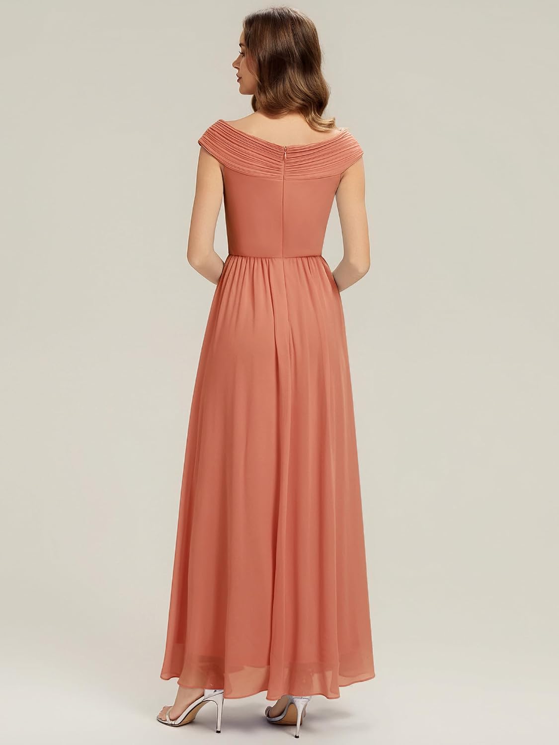 Ever-Pretty Women’s Spring Summer Elegant V Neck Ruched Cap Sleeve Chiffon Formal Wedding Guest Dress Bridesmaid Dresses 2695