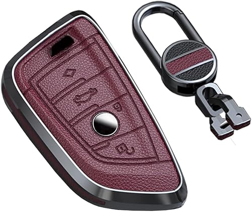 SANRILY Funda de llavero de cuero de metal sin llave para BMW Serie 3 Serie 5 Serie 6 Serie 7 Serie 2020 2021 X1 X3 X4 M5 Carcasa de metal con