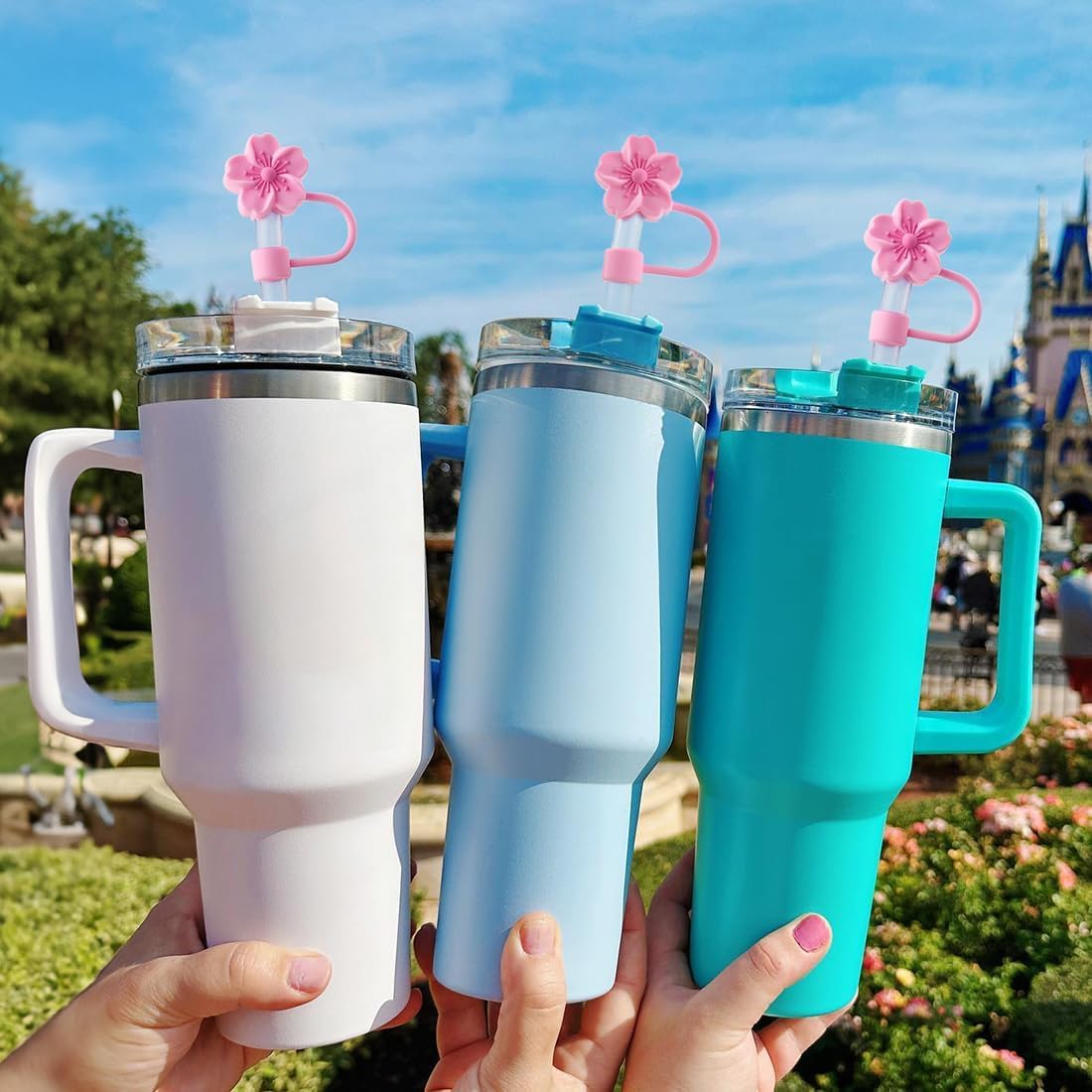 6 Couvercles De Paille Pour Gobelet Stanley - Compatible 30 Oz / 40 Oz - Silicone Lavable