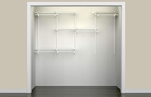 Miniatura 8 de ClosetMaid ShelfTrack - Sistema organizador de alambre para armario, ajustable de 5 a 8 pies, con estantes, barras de ropa, herrajes, acero