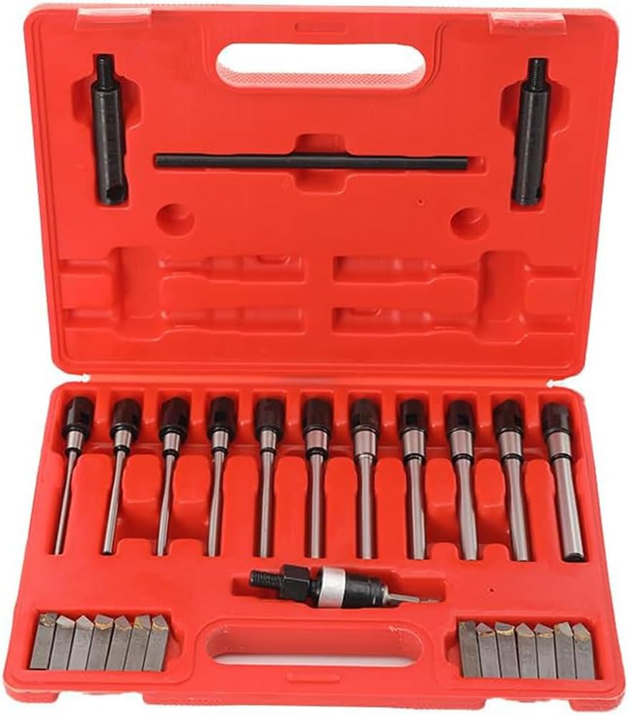 29 PCS Valve Seat Reamer Repair Tool for 22-63mm Carbide Valve Cutting Tool Universal Boring Cutter Valve Repair Tools with 15°-90° Blades Red,1