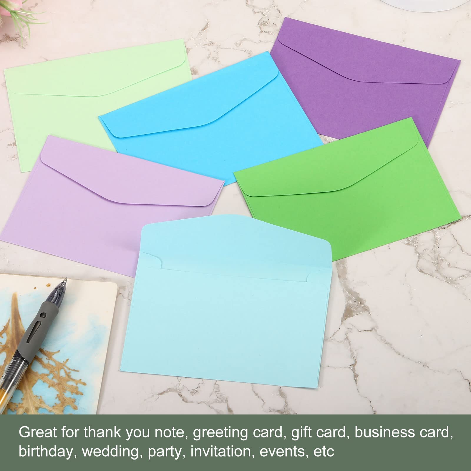 YOKIVE 60 Pack Envelopes for Invitation Business Greeting Note, Light Green, Green, Light Blue, Blue, Light Purple, Purple - Image 3