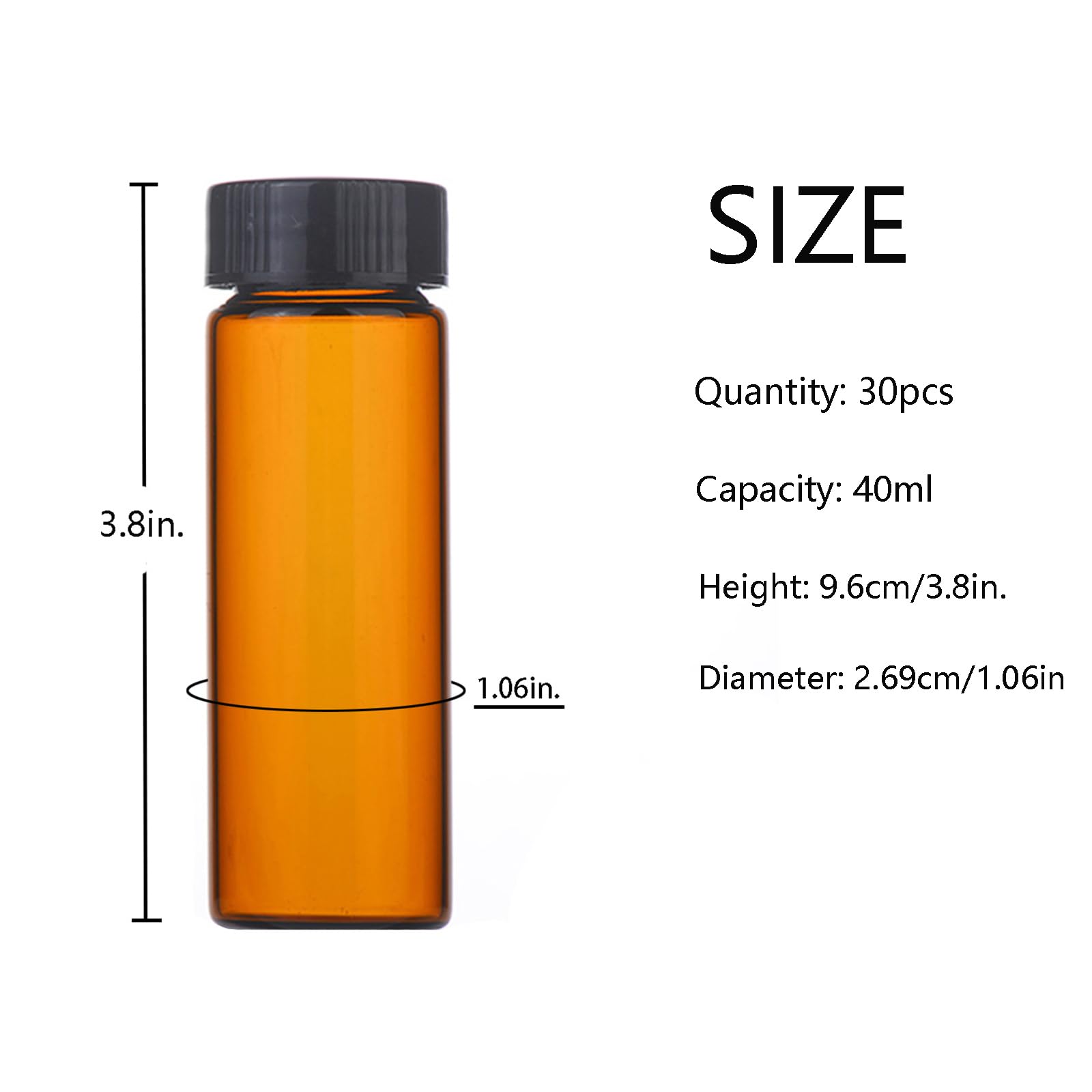 Flaconcini in vetro ambrato da 40 ml, 30 pezzi con tappi a vite (30 pezzi)