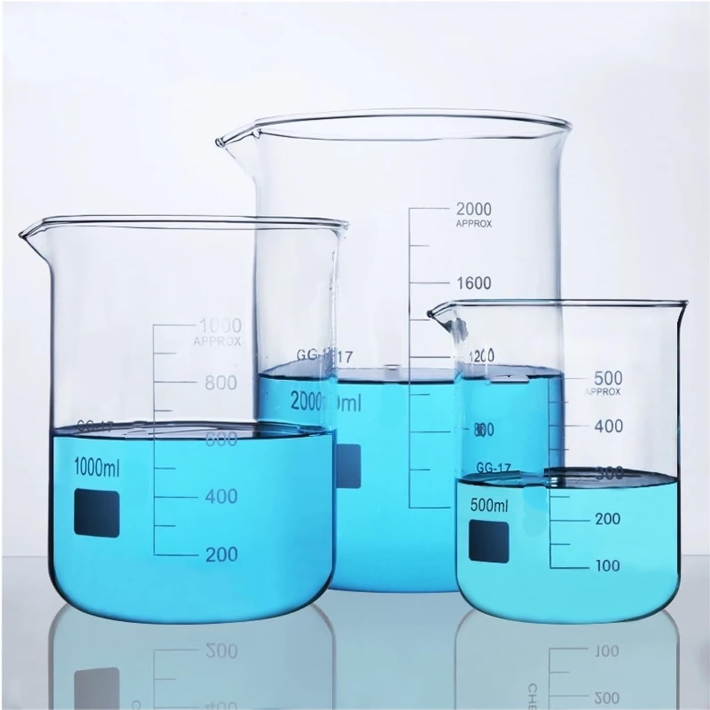 una botella hirviendo, Vaso de precipitados de vidrio de borosilicato de 5 ml a 3000 ml(250mL 10 pieces)