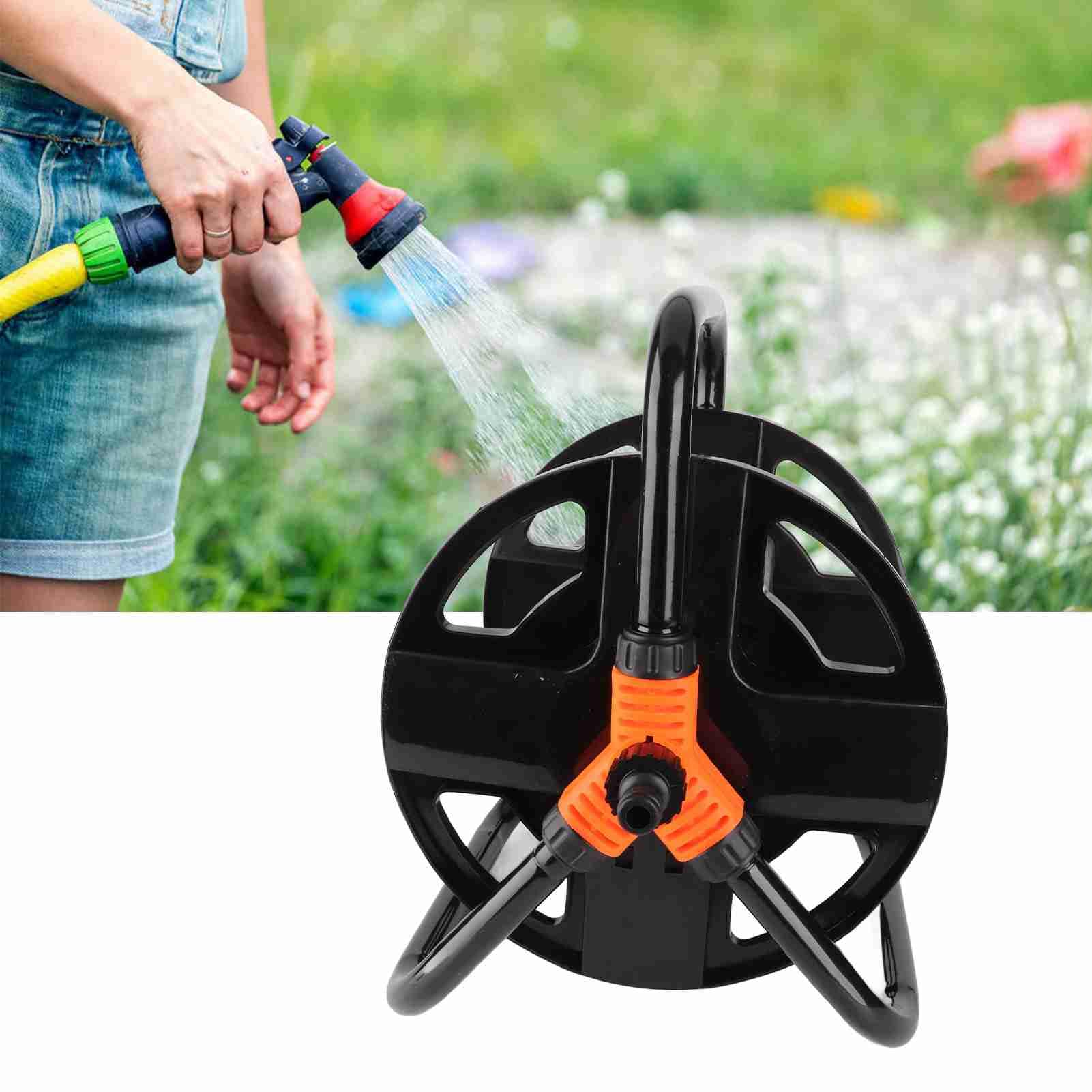 Soporte para carrete de manguera de jardín, soporte para almacenamiento de tuberías de agua, herramienta de un solo brazo para jardín, lavado de autos, soporte para riego, herramienta de envoltura,