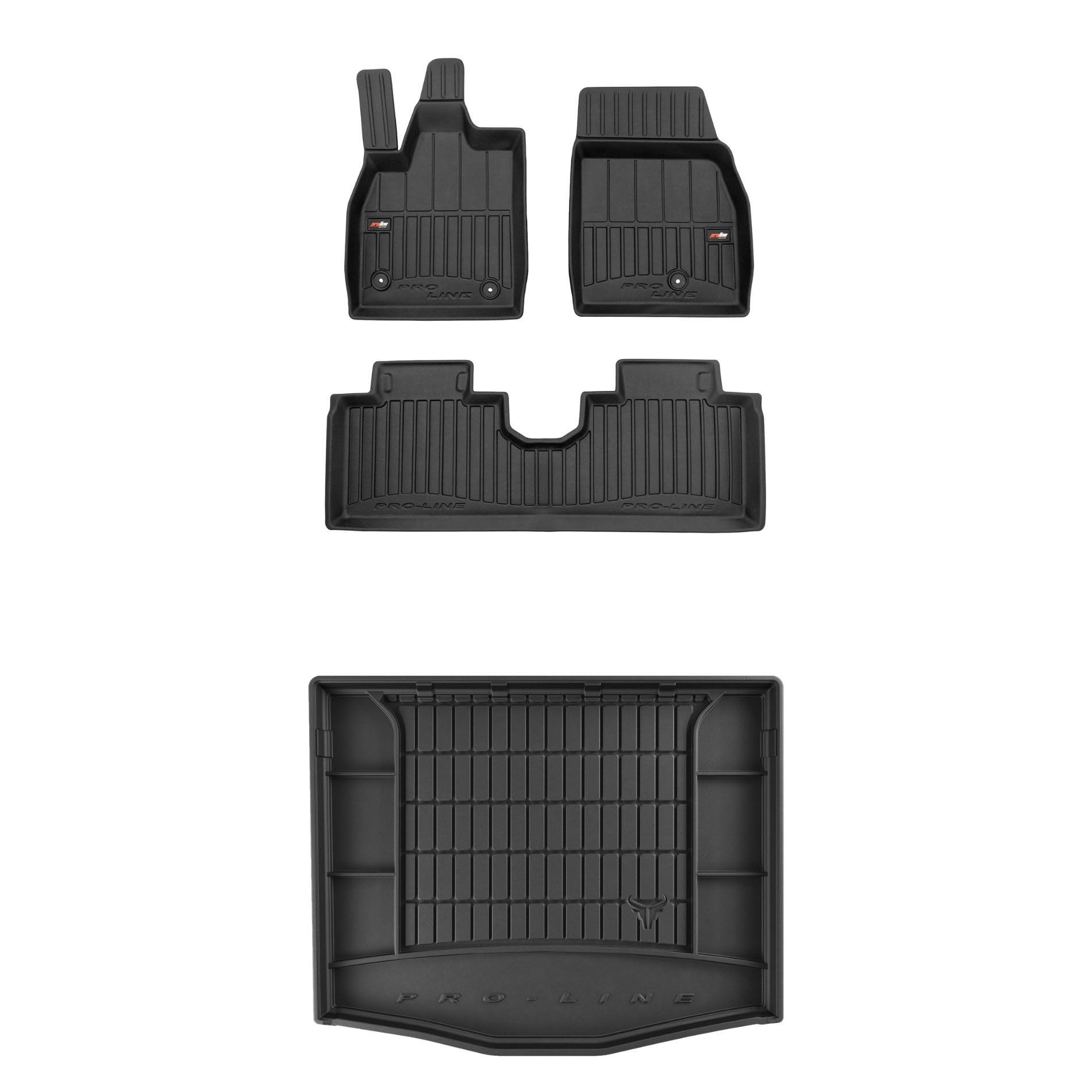 FROGUM ProLine 3D Un Juego de Alfombrillas de Goma para Coche y cubeta Maletero exclusivas Alfombras para Ford Mustang Mach-E Desde 2020 | Los Bordes más Altos