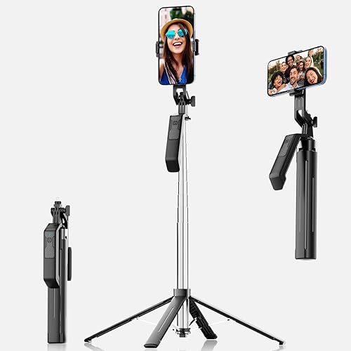 Palo selfie de 70 pulgadas para iPhone con control remoto, trípode inalámbrico de 360 grados para teléfono celular, trípode plegable para cámara