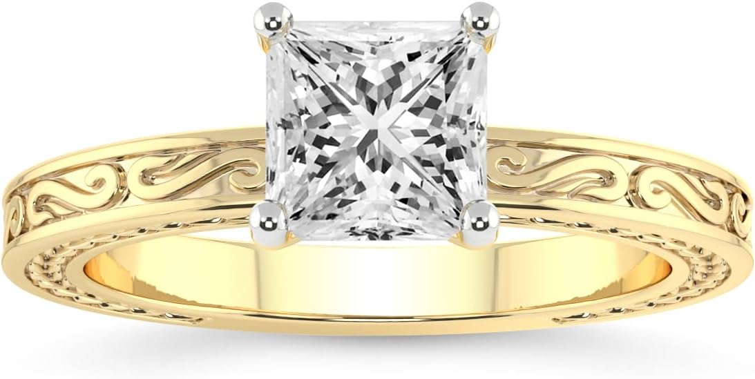 FRIENDLY DIAMONDS 1 Carat - 5 Carat IGI Certified Lab Grown Diamond Ring | 14K Or 18K in White, Yellow Or Rose Gold | Ivory Vintage Solitaire Diamond Engagement Ring | FG-VS1-VS2 Quality