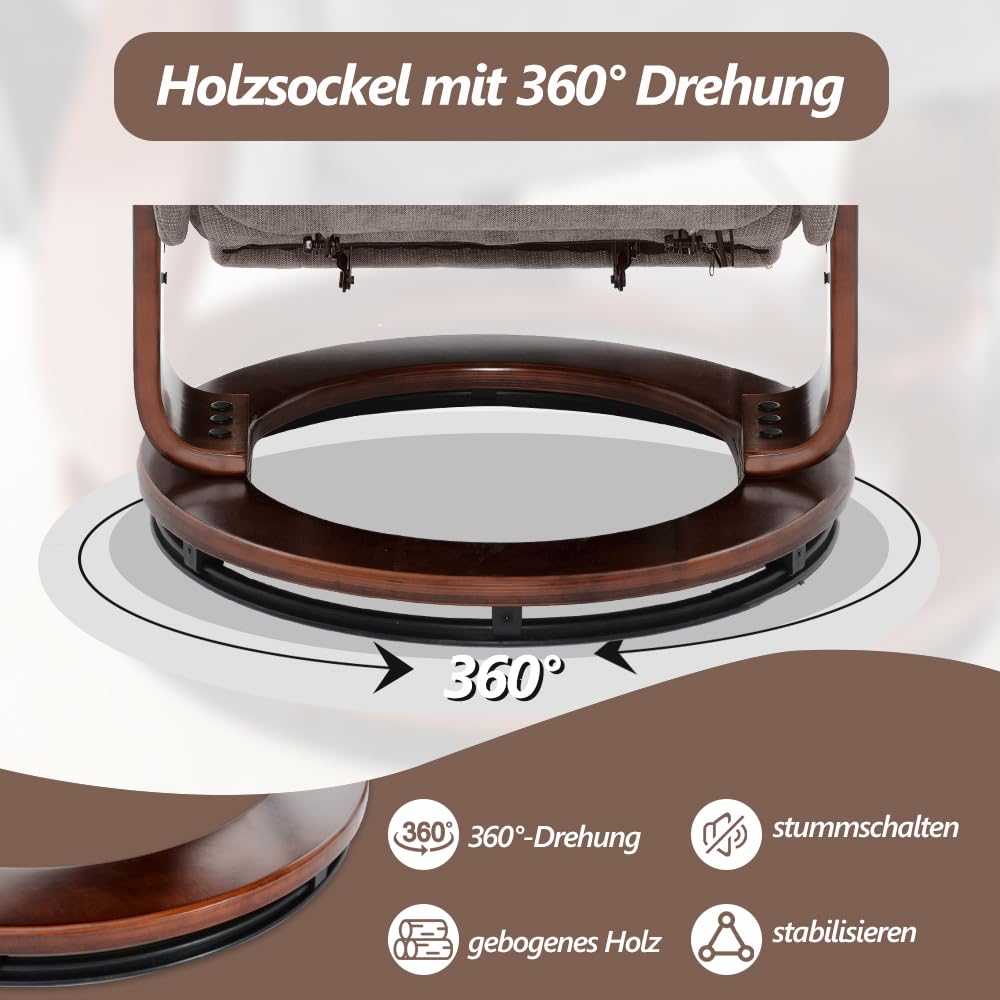 Mingone Fernsehsessel Massagesessel mit Wärmefunktion braun