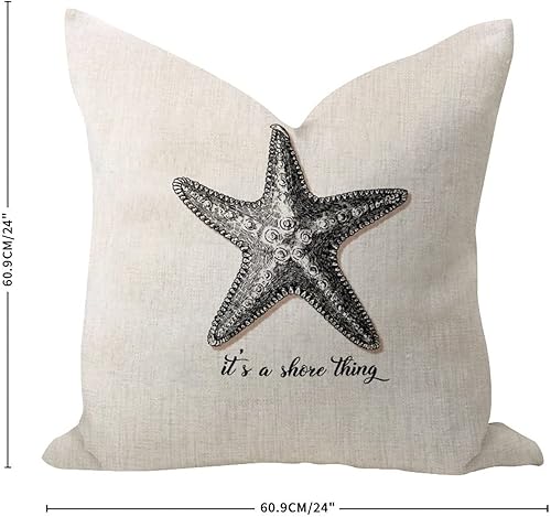 Miniatura 2 de It's A Shore Thing - Fundas de almohada de 24 x 24 pulgadas de arpillera de lino vintage, fundas de cojín de playa, mar, vida marina, funda de