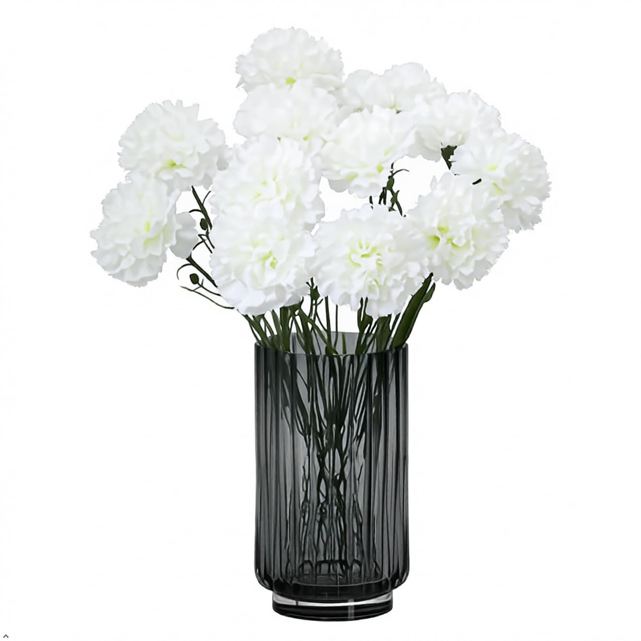 Jporshu White 10Pcs Artificial Flowers Carnation Flower,Silk Carnations Flower Bouquets, For Wedding, Home Office Garden Decoration, Table Centerpieces, Floral Arrangements (White)