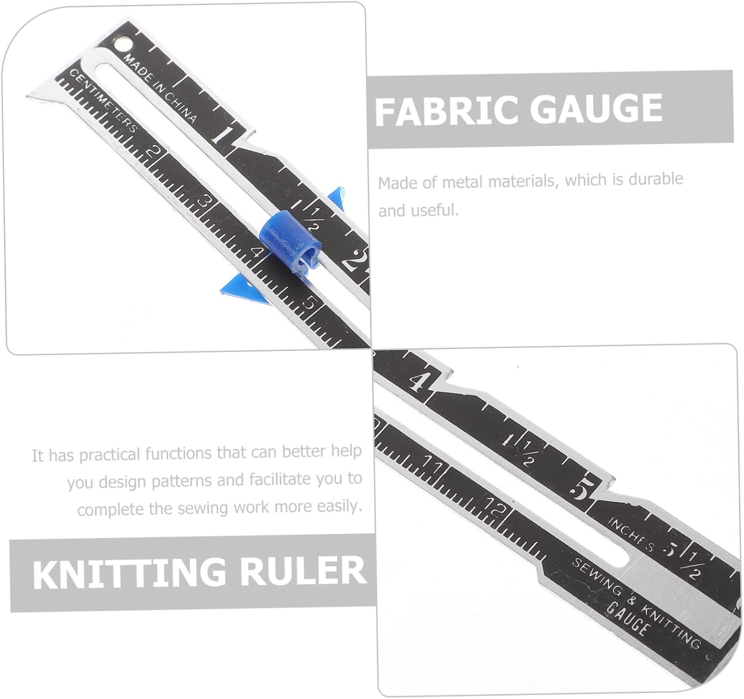 12pcs Sewing Gauge Ruler with Sliding Markers Quilting Ruler for Beginners Measuring Tool for Knitting and Crafting Durable Gauge for DIY Projects