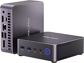 PELADN Mini PC Gaming, Ryzen 7 7735U (8C/16T, hasta 4.75Ghz), 32GB DDR5/1TB NVMe SSD, doble tipo-C/DP/HD, mini computadora de escritorio, WiFi6 4K/60Hz Pantalla cuádruple USB3.2/BT5.2 Mini