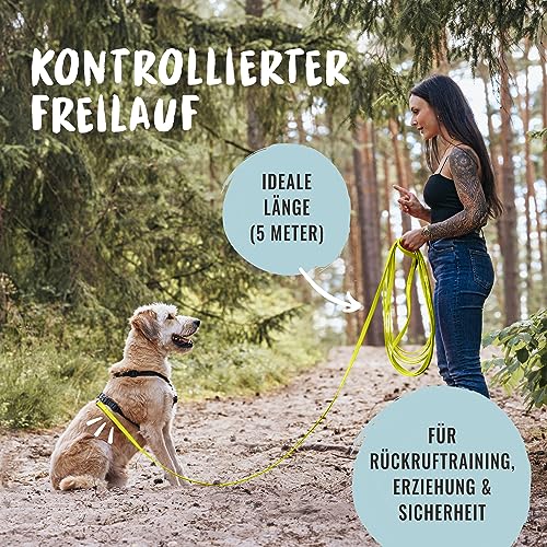 Rudelkönig Schleppleine 5m für Hunde - Robuste & wetterfeste Hundeleine für eine erfolgreiche Hundeerziehung - Mit Griffpolsterung