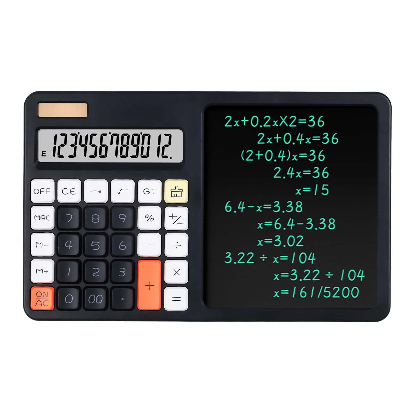 12 Digit Solar Calculator Large LCD Display with LCD Writing Board Scientific Calculator Standard Function Calculator