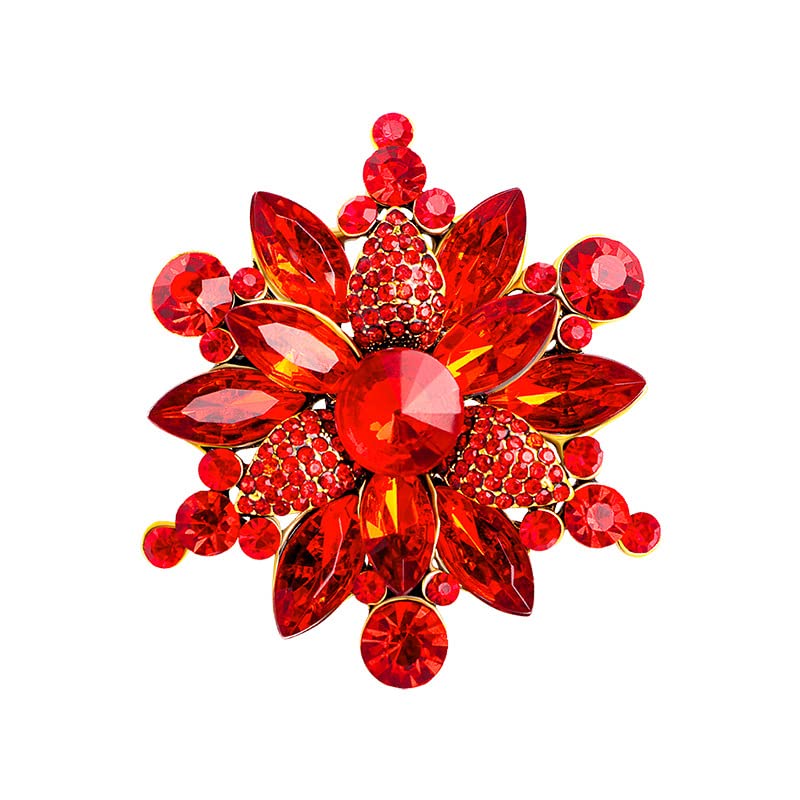 Image of Vintage Crystal Rhinestone Flower Shape Brooch Pin Statement Jewelry Gift Accessories for Women
