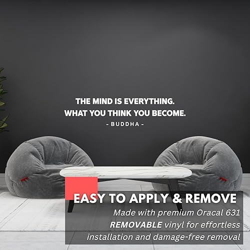 Miniatura 4 de My Vinyl Story - Mind is Everything - Calcomanía inspiradora de Buda motivacional para pared, con cita artística, frase de afirmación positiva,