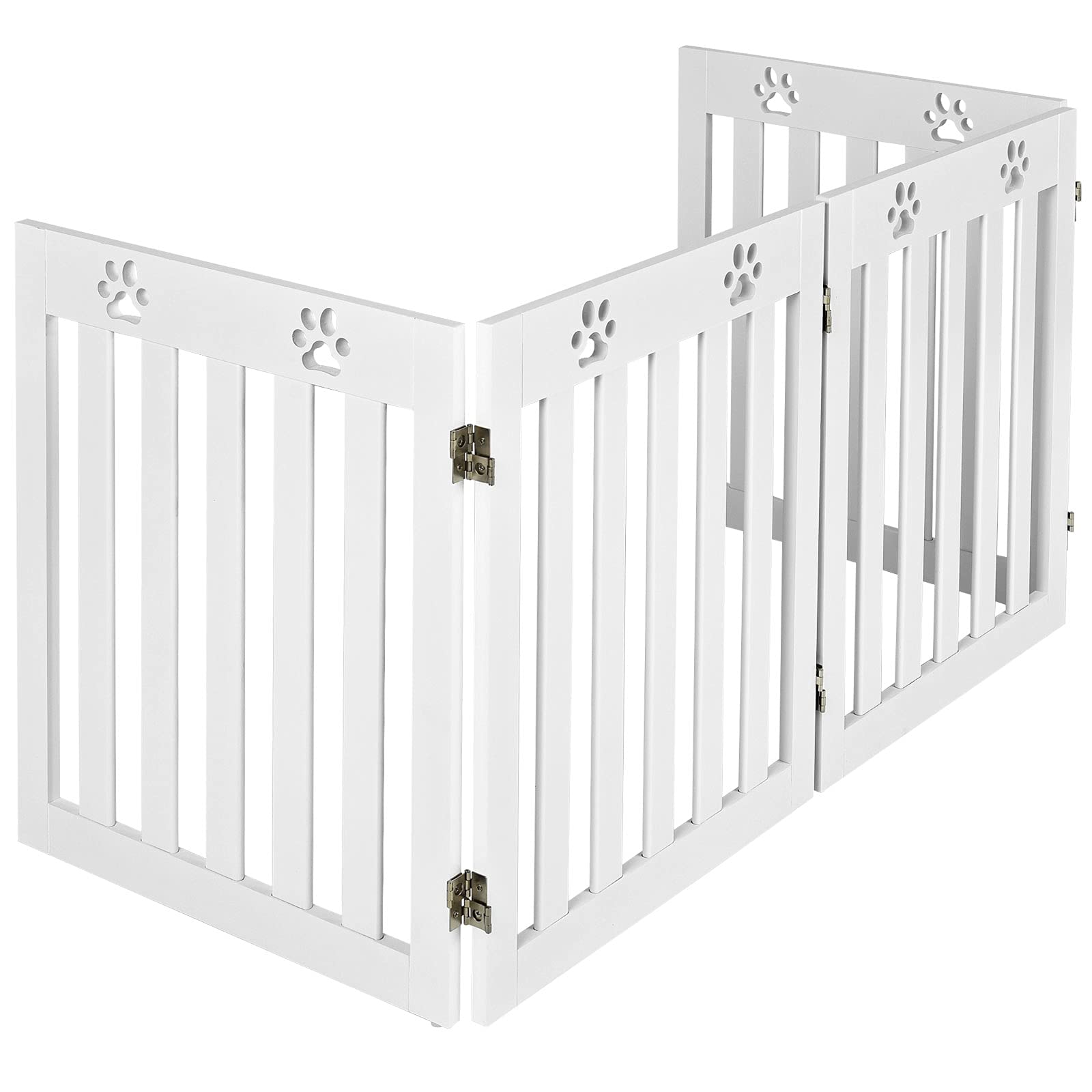 RELAX4LIFE Barriera per Cani, Ringhiera di Sicurezza Estensibile Portatile Pieghevole, Cancelletto di Protezione per Corridoio, Scale e Porte, Cancello per Cani per Interni (Bianco, 4 Pannelli)