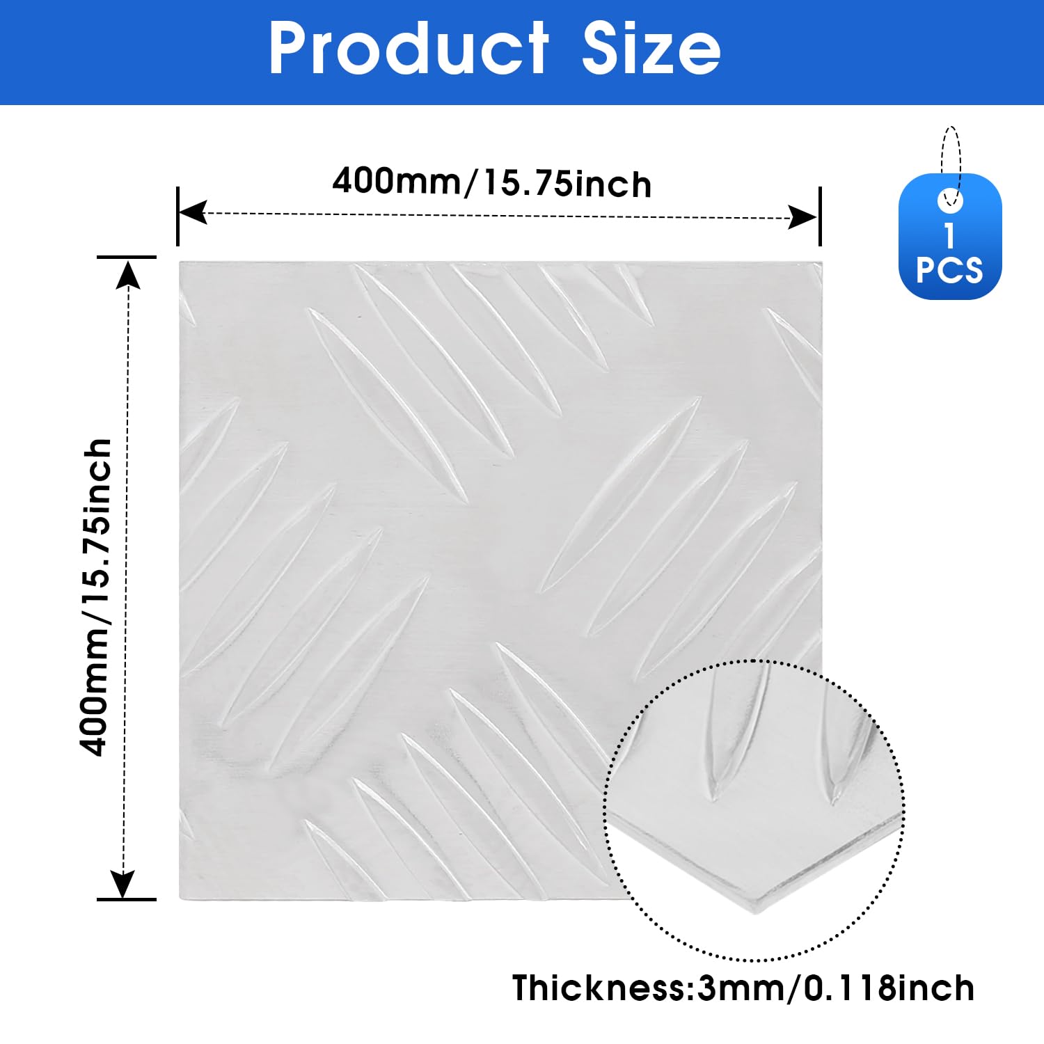 Aluminum Diamond Plate Sheet - 16" x 16" -2 Aluminum Diamond Plate Sheet - 16" x 16" -2