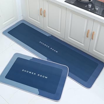 Kitchen Mat Washable Non Slip Kitchen Rugs and Mats Set of 2, Rubber Backing Absorbent Kitchen Mats for Floor Front of Sink16x24inch