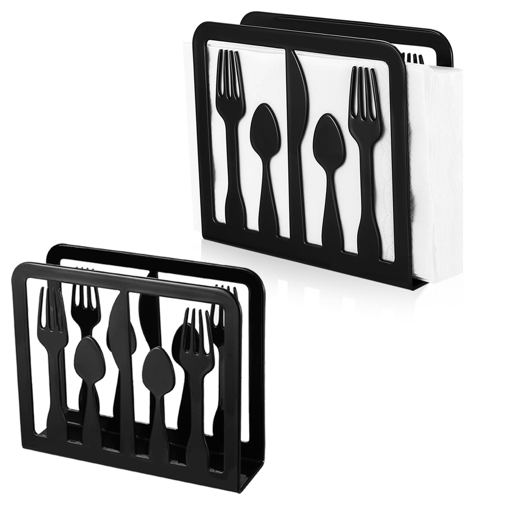 Napkin Holder For Table, Black Metal Paper Napkin Holder For Dining Table, Modern Decor For Home Dinner In Kitchen Or Dining Room, Standing Napkin Dispenser For Kitchen Countertop Restaurant Bar