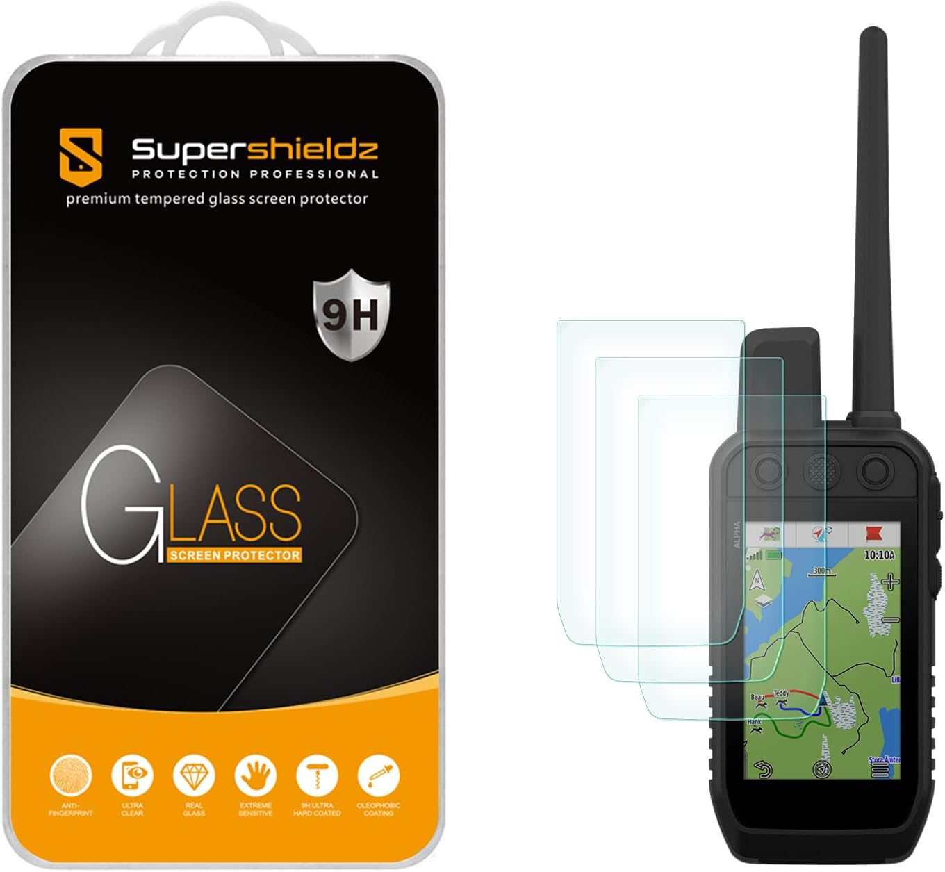 Supershieldz (3 Pack) Designed for Garmin Alpha 300 300i Tempered Glass Screen Protector, Anti Scratch, Bubble Free