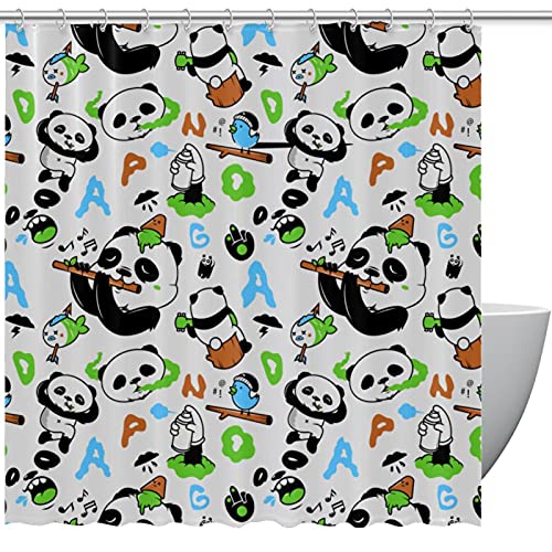 Rideau de douche panda 183x183 cm imperméable et sans couture - 2