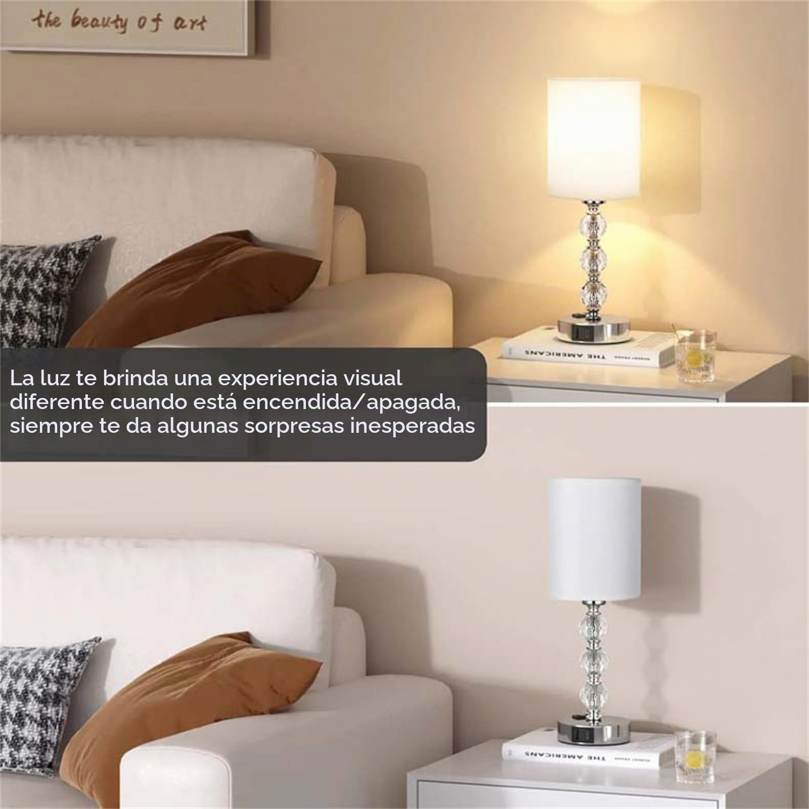 Lámparas de Mesita Regulable Táctil 3 Vías con Bombilla Lámpara de Mesa con Puerto de Carga USB A+C & Toma CA Lámpara de Noche Cristal con Pantalla Blanca Lámpara de Escritorio para Salón (A,2 Piezas)