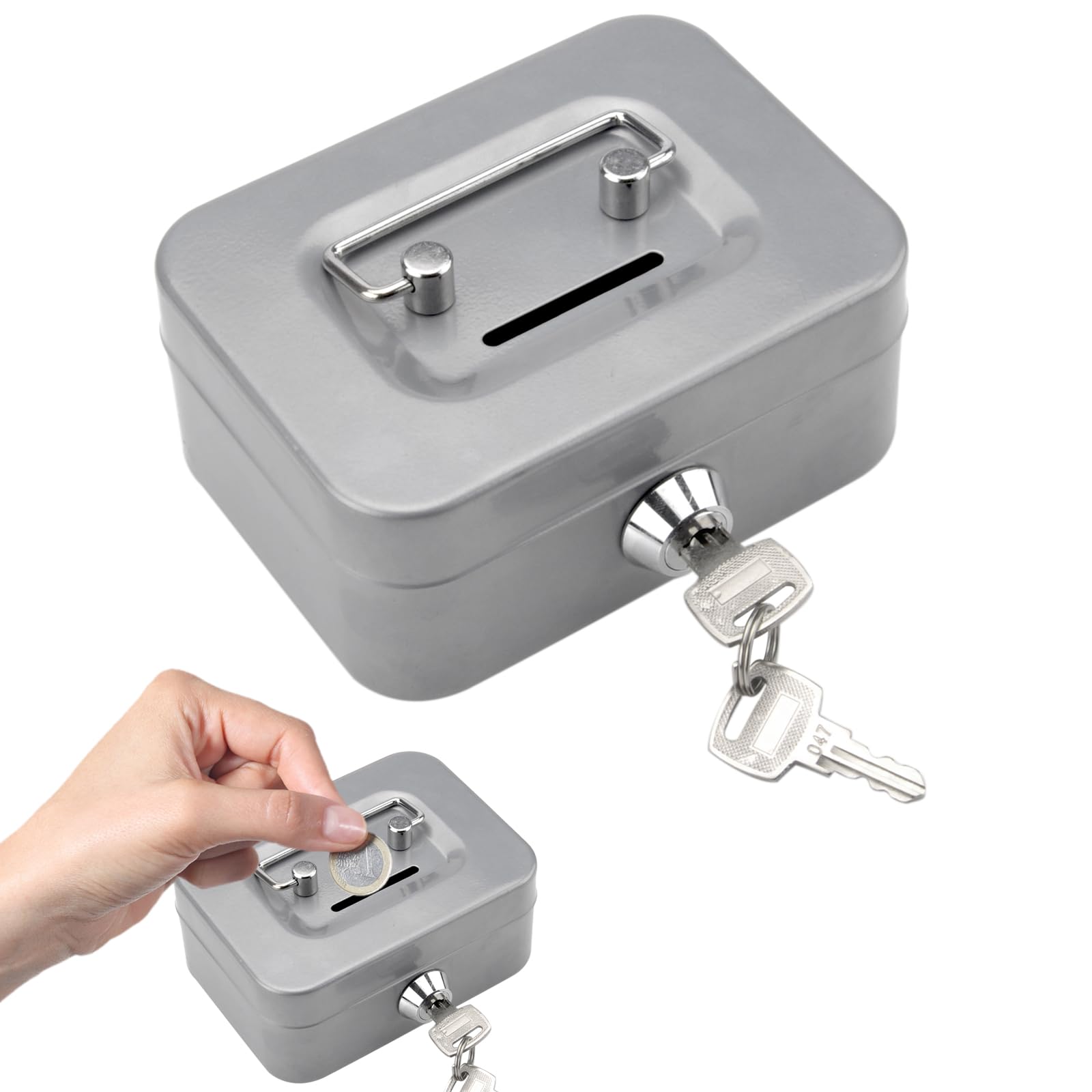 Boîte De Rangement Verrouillable Métal – Coffre-fort Portable Avec Serrure à Code, Plateau Amovible, Cache-clés Extérieur – Idéal Pour Espèces, Bijoux, Documents