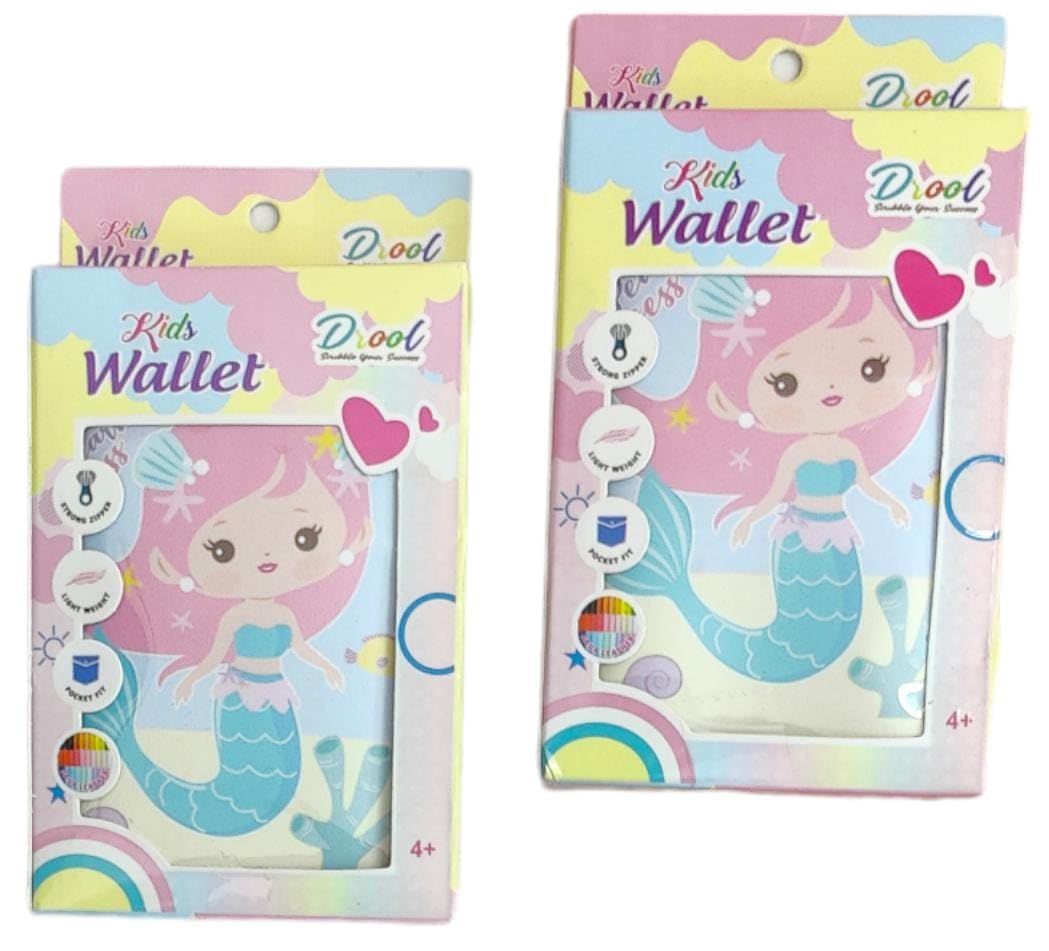 Trifold Wallet for Kids Girls, Stylish Cute Wallet for Girl's Trifold Light Wallet for Girls Cartoon Wallet for Kids Return Gift for Kids, Kids Wallets Mermaid-Pink, Small (1pcs)-image-37