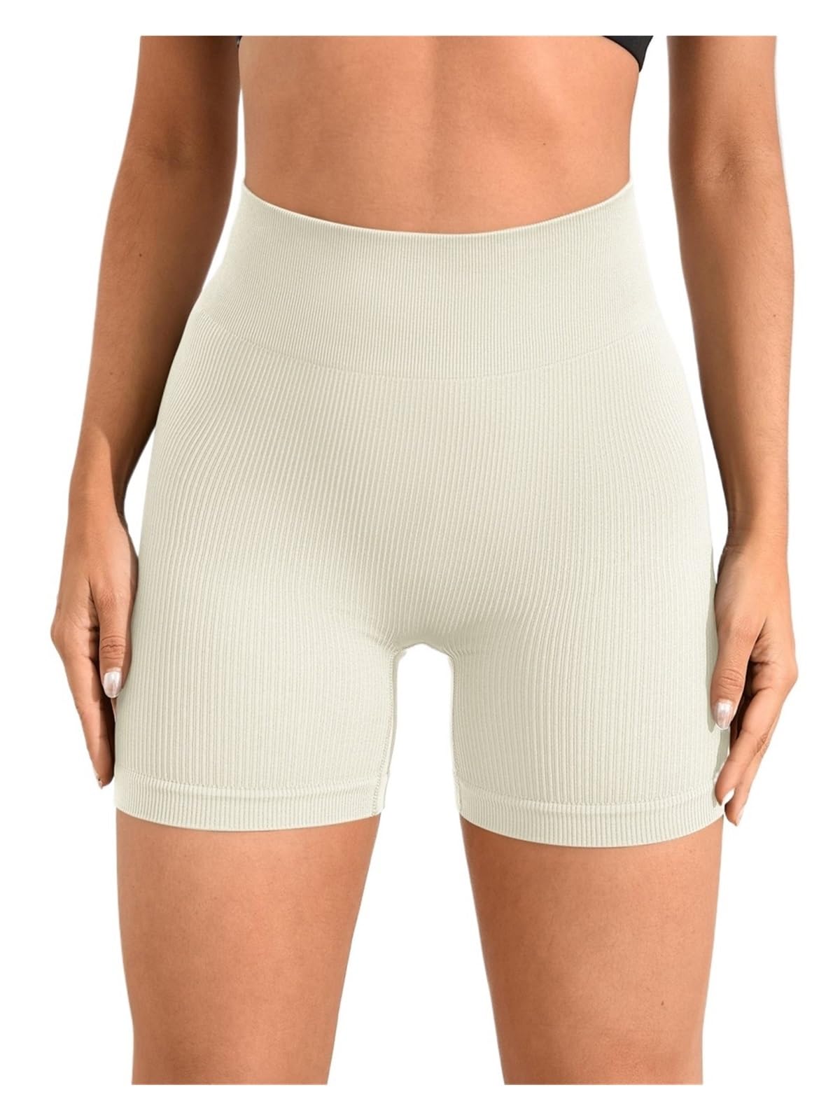 Yoga Pantaloncini Pantaloncini Sportivi a Vita Alta da Donna, Leggings da Yoga, Abbigliamento Sportivo da Donna for Interni ed Esterni(Beige,S)
