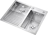 Laundry Utility Sink with Washboard Stainless Steel Kitchen Sink Household Pool Balcony Room Wash Basin Easy Clean Double-Bowl 600mm23.6Inch