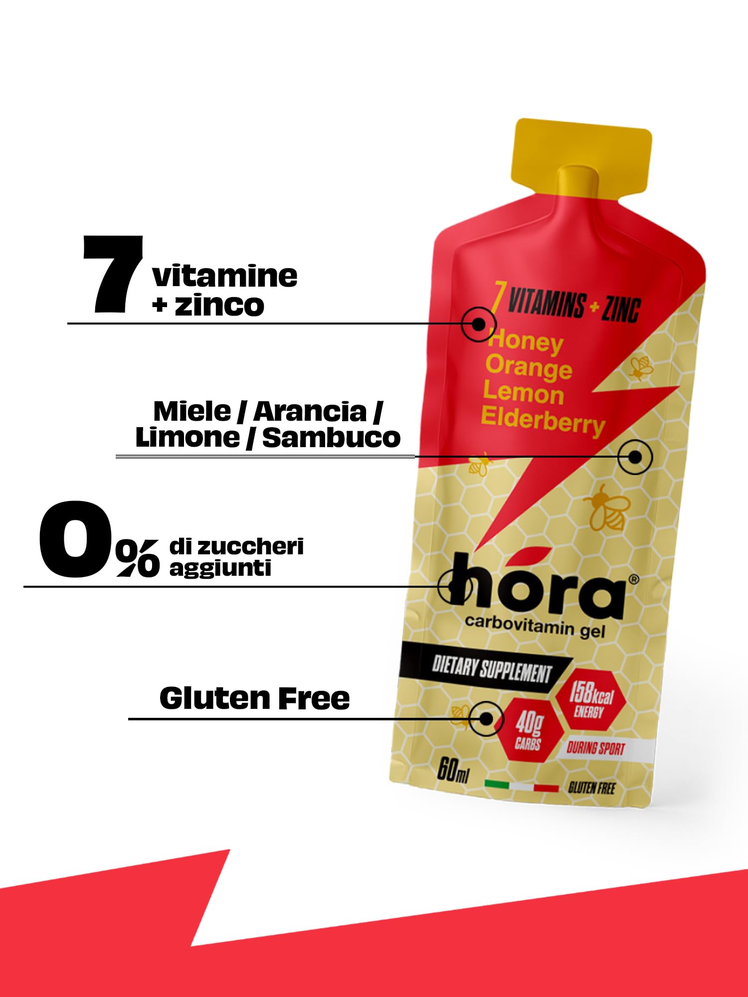 Carbovitamin Gel - Integratore Energetico - Box 24 Bustine da 60ml - Con Carboidrati e Vitamine