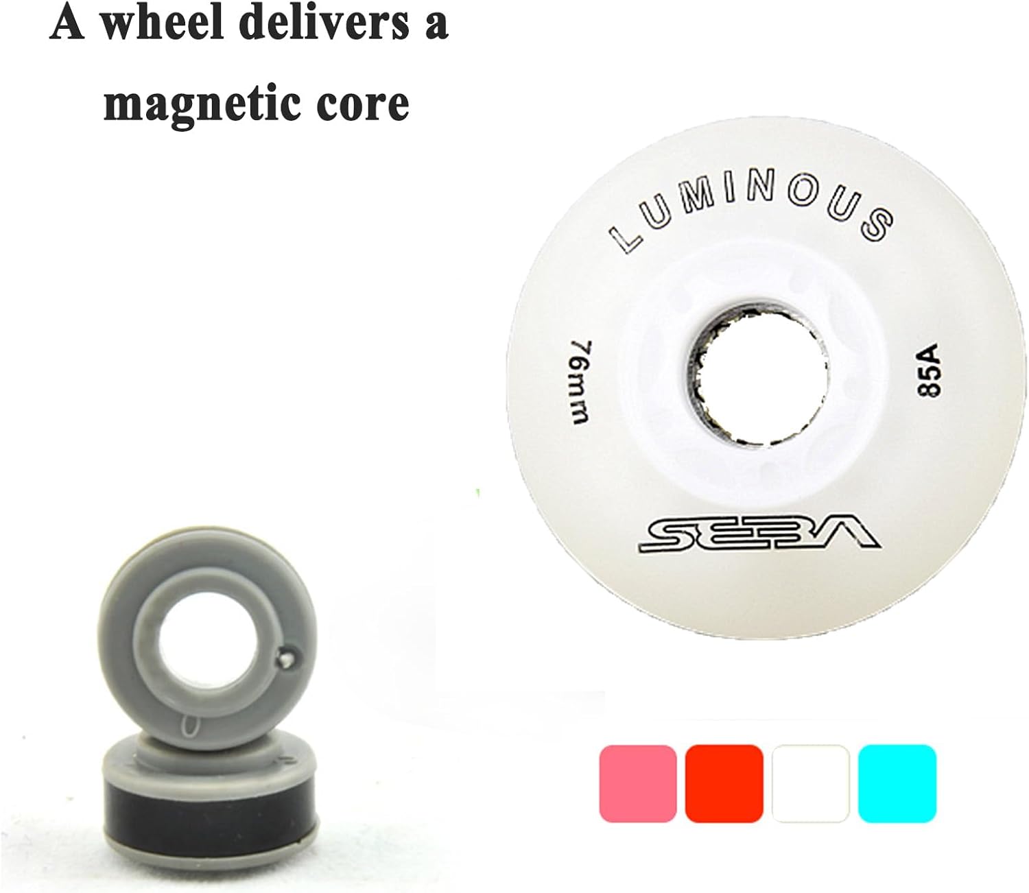 Inline Skate Wheels Outdoor/Indoor 85A Light Up Inline Roller Skate Wheels with Magnetic Core (8 Pack) for Inline Skates Replacement Wheel, 80mm, Adult Red