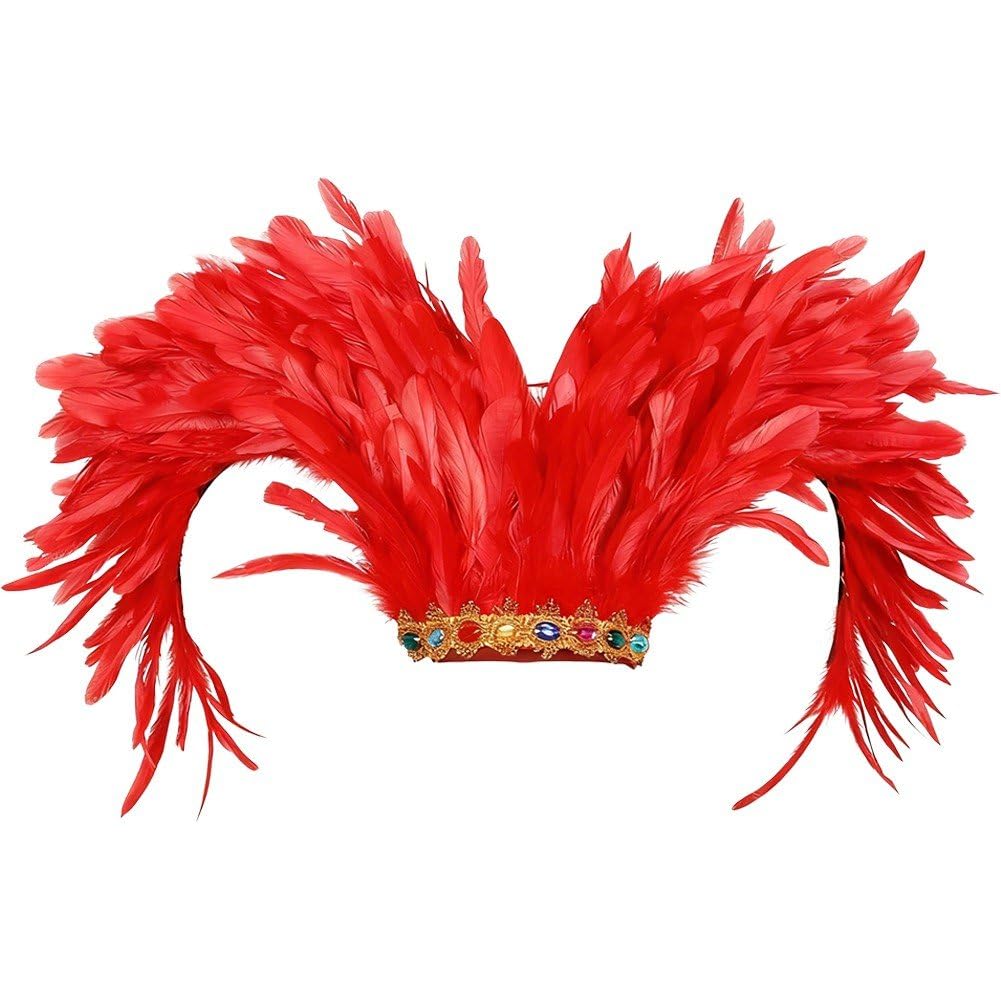Coiffe à plumes vintage confortable pour éviter les maux de tête en carnaval
