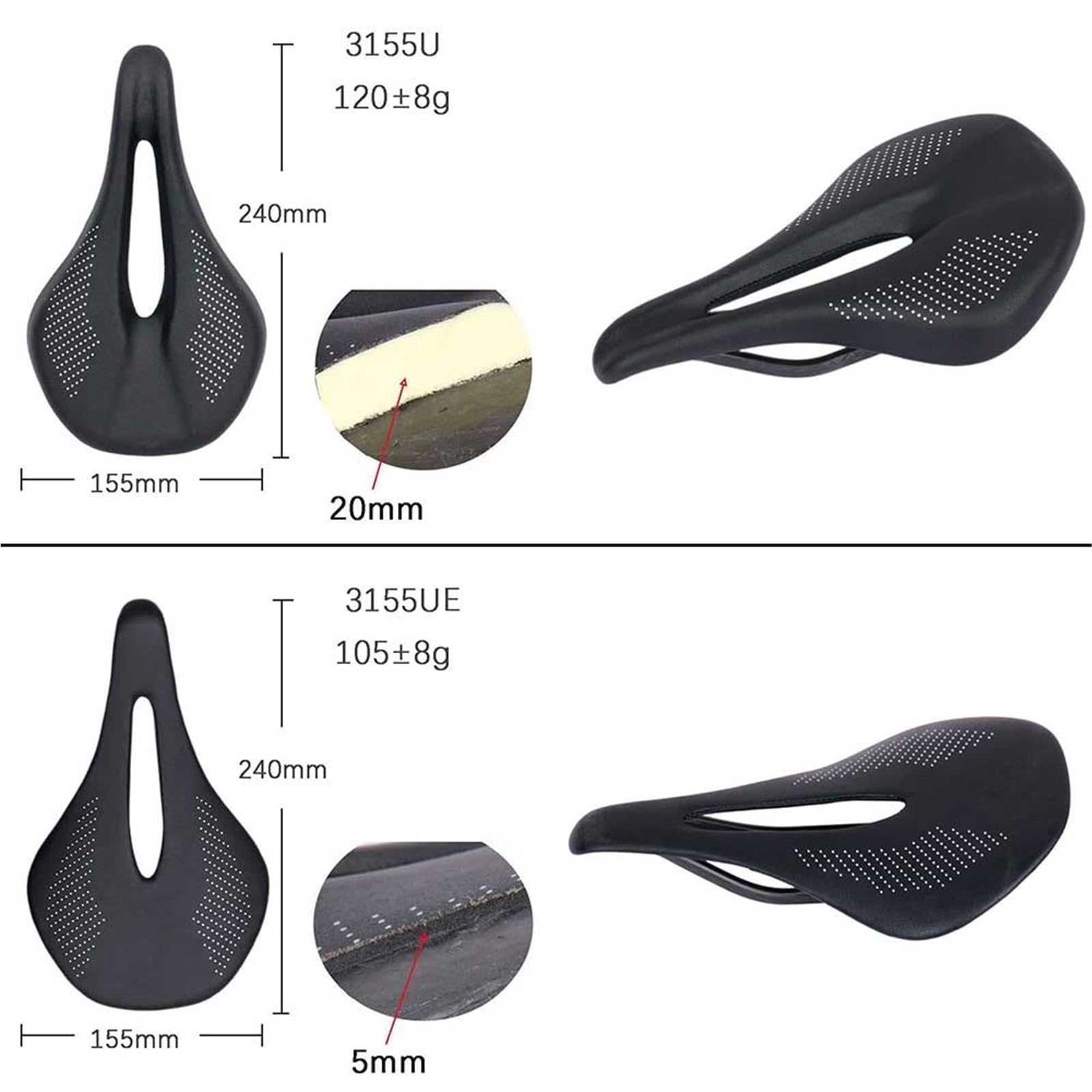 Siodełko rowerowe z włókna węglowego 240 x 143 mm, 90 g, materiał UD, gładkie wykończenie, poduszka na siodełko MTB i wyścigowe dla kobiet i mężczyzn