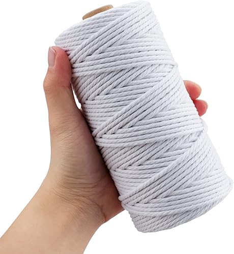 Miniatura 3 de JijAcraft Cordón de macramé de 0.118 in x 328 pies, cuerda de algodón para tejer, ganchos de plantas, colgar en la pared, suministros para