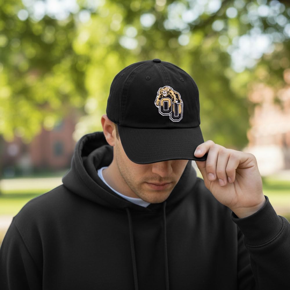 Desert Cactus Oakland University Baseball Hat OU Golden Grizzlies Brimmed Embroidered Cap Adjustable Cloth Strap Adult (Style A)
