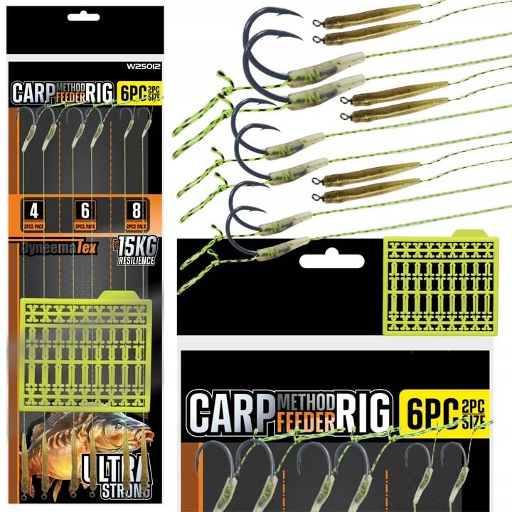 A&N Lot De 6 Bas De Ligne De Bouillette Prêts à L'emploi, Avec Stoppeur, Tailles D'hameçons 4/6/8, Accessoires De Pêche Professionnels Pour La Pêche à La Carpe Et Au Feeder