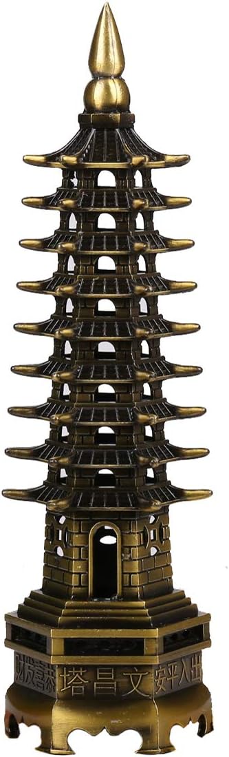 Alloy Feng Shui Education Tower Feng Shui Nine Levels Wen Chang Pagoda for Education and Career and Business Growth | Table/Desk Decor and Gift Items (Bronze Colour)