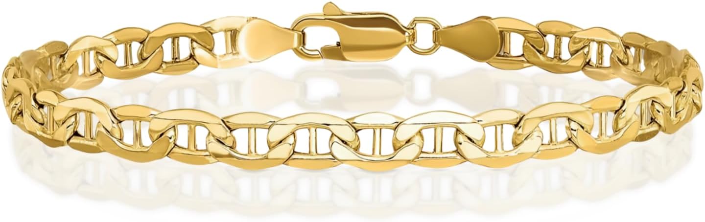 IceCarats 14K Yellow Gold 5.5mm Thick Mariner Chain Link Bracelet, Polished