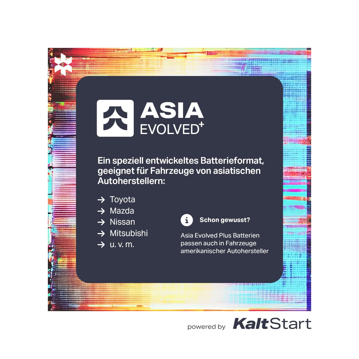 KaltStart Autobatterie 12V 100Ah 830A/EN ASIA Pluspol Rechts | 30% mehr Startleistung, ersetzt 95Ah