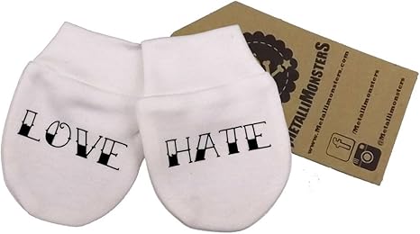 Metallimonsters Baby,Clothing,Baby Boys 0-24m,Accessories,Gloves & Mittens Metallimonsters Love/Hate Baby Scratch Mittens