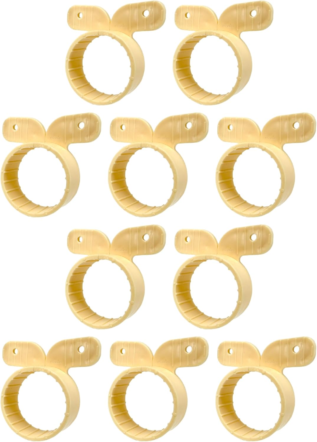 [10-Pack] PROCURU 1-1/2 Inch Plastic Suspension Hy-Ear Pipe Clamp, Mickey Mouse Style Strap Hanger for 1-5/8" OD Pipe (1.5")