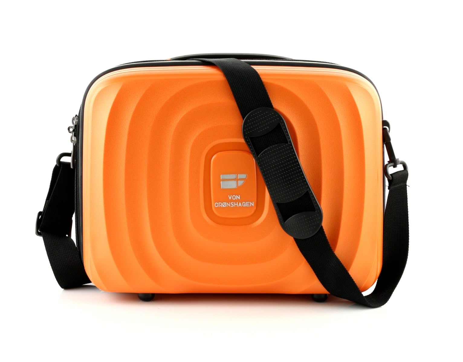 Von Cronshagen Kosmetikkoffer Mans Beauty Case | aus stabilem Polypropylen | großes Beautycase mit Aufsteckfunktion | passend zu Mogens Koffer | mit längenverstellbaren Schultergurt (orange)