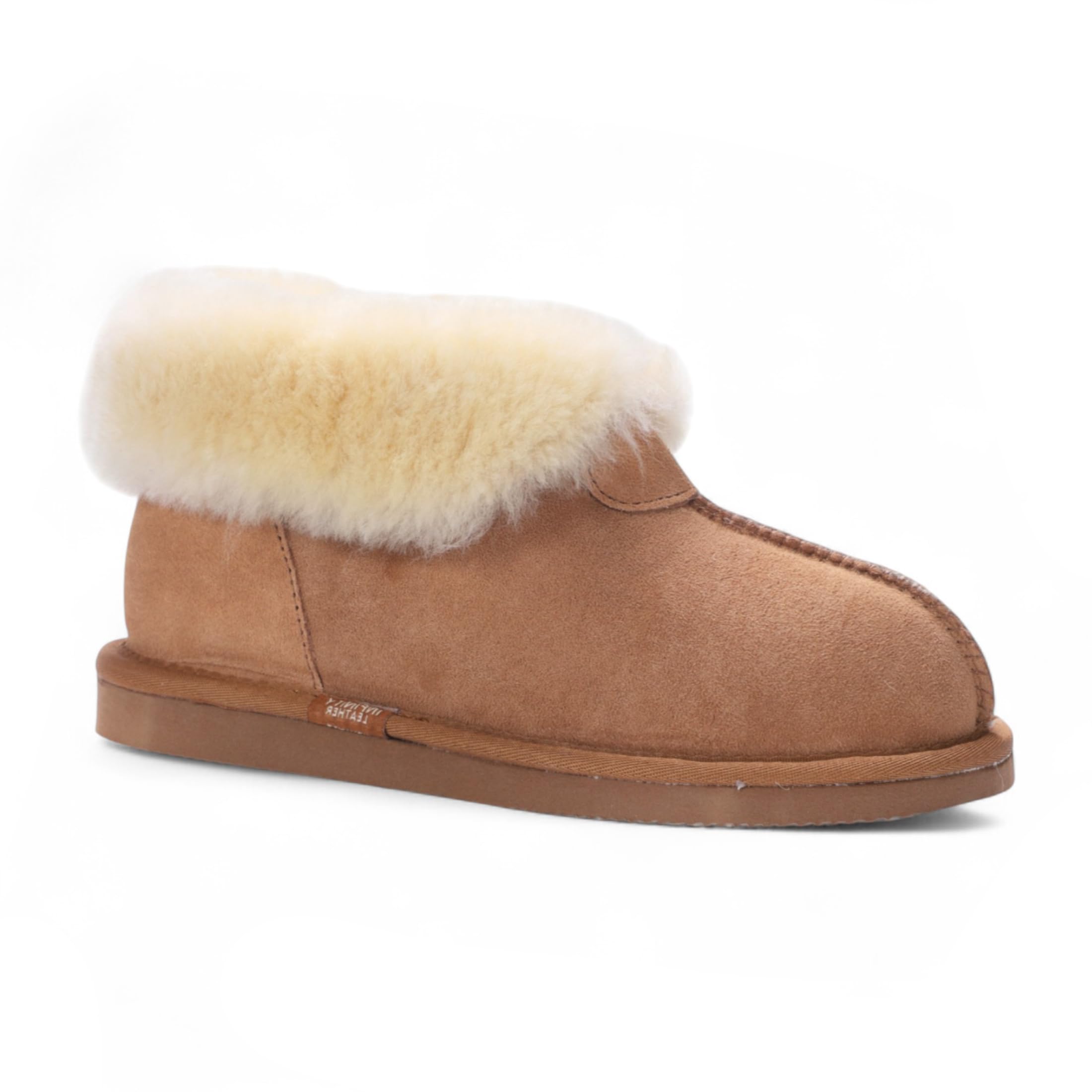 Infinity Leather Damskie buty z owczej skóry, zamszowe, wsuwane, zimowe, przytulne, z podszewką futrzaną, antypoślizgowe, ciepłe buty do użytku wewnątrz i na zimę, komfort
